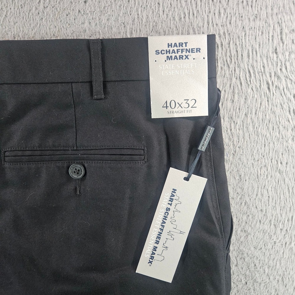 Hart Schaffner Marx State Street Essentials Black Straight Fit Pants 40x32 NWT